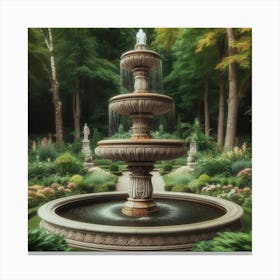 Fountain In The Garden 1 Canvas Print