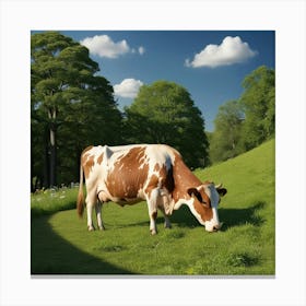 Cow Grazing In A Field 1 Canvas Print