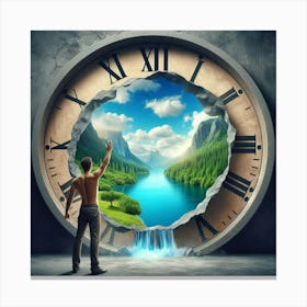 Man Standing In Front Of A Clock Canvas Print
