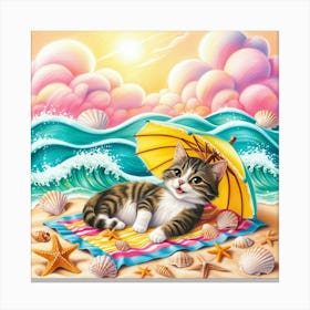 Kitten At The Beach Canvas Print