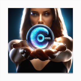 Woman Holding A Glowing Disc Canvas Print