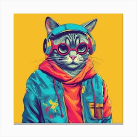 Cat With Headphones 2 Canvas Print