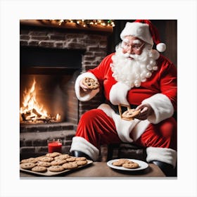 Santa Claus With Cookies Canvas Print