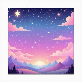 Sky With Twinkling Stars In Pastel Colors Square Composition 56 Canvas Print