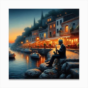 Sunset At The Harbor Canvas Print