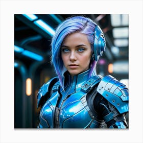 Blue Haired Girl Canvas Print