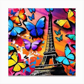 Colorful Butterflies In Paris Canvas Print