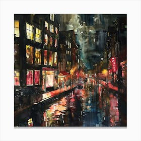 Amsterdam Red Light District at Night Series Canvas Print