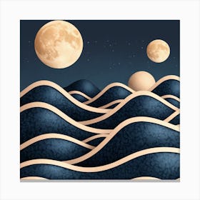 Moon And Waves 36 Canvas Print