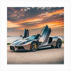 Sunset With A Supercar Canvas Print
