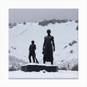 Estatuas Picasso Negra En Un Cerro Nevado Canvas Print