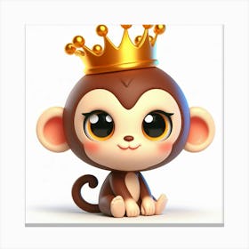 Cute Monkey With A Crown 1 Canvas Print