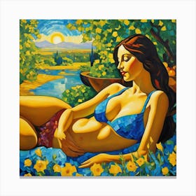 Woman In A Bikini uk Canvas Print