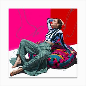 Woman Laying On A Bean Bag Canvas Print