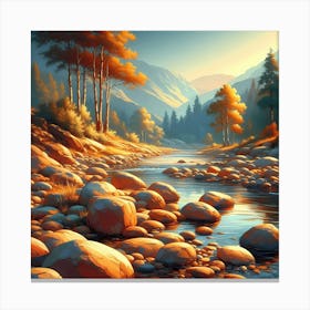 River In The Mountains 3 Canvas Print