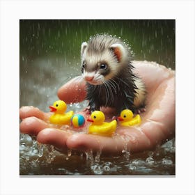 Ferret In The Rain 1 Canvas Print