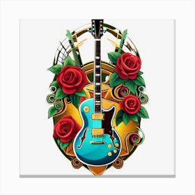 Guitar And Roses Canvas Print