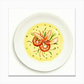 A Delicate Watercolor Portrait Of A Rich And Creamy Lobster Bisque With A Hint Of Sherry Canvas Print