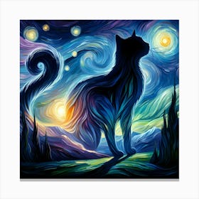 Starry Night Cat 2 Canvas Print