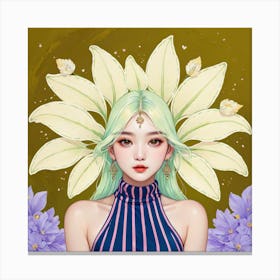 Asian Girl With Flowers 8 Canvas Print