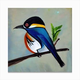 Bird On A Branch Painting Canvas Print