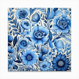 Blue And White Floral Painting Canvas Print