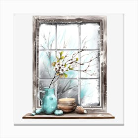 Window With Flowers Canvas Print