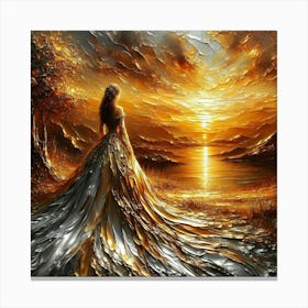 Sunset Woman In A Dress Canvas Print