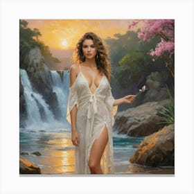 Woman In A White Dress Canvas Print