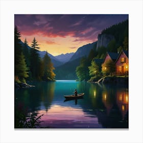 Night On The Lake Canvas Print