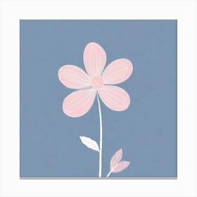 A White And Pink Flower In Minimalist Style Square Composition 519 Canvas Print