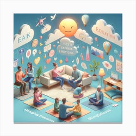 Isometric Concept Of Family Canvas Print