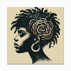 Afro Girl With Flower Canvas Print