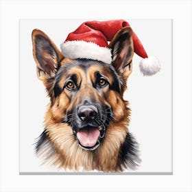 German Shepherd Christmas Hat Canvas Print