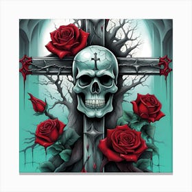 Skull And Roses 5 Canvas Print