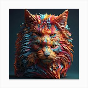 3d Rendering Of A Colorful Cat Canvas Print