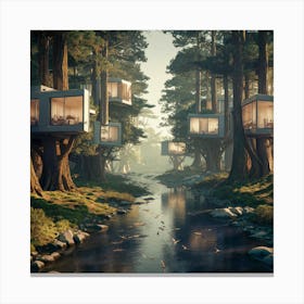 Tree Houses In The Forest Canvas Print