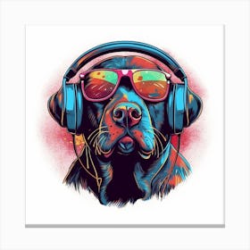 03 Funky Labrador Retriever Headphones Canvas Print