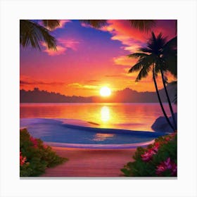 Sunset At The Beach 129 Canvas Print