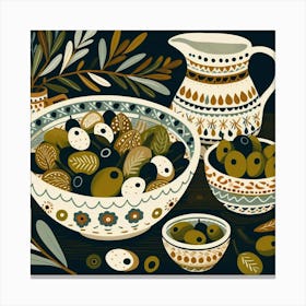 Scandinavian Art, olive berries 3 Canvas Print