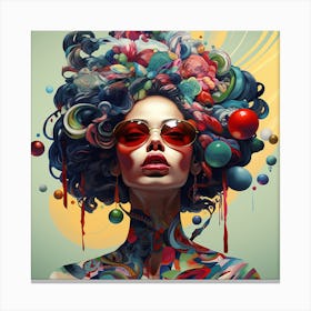 Colorful Woman With Colorful Hair 4 Canvas Print