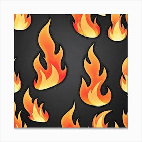 Flames On Black Background Canvas Print