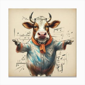 Cow With Music Notes Canvas Print