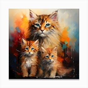 Precious Moments Illustration Of Mother Cat S Maternal Bliss Canvas Print