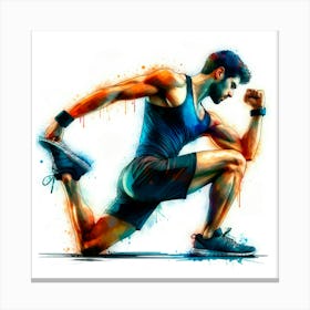 Fitness exercise in watercolor Canvas Print