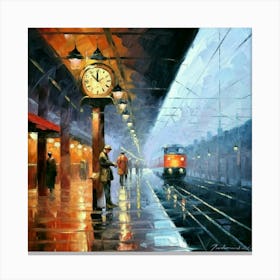Train Station At Night 1 Canvas Print
