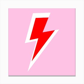 Red Lightning Bolt on Pink Canvas Print