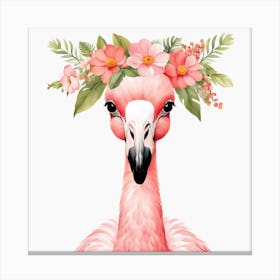Floral Baby Flamingo Nursery Illustration (25) Canvas Print