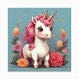 Cute Unicorn paint art Canvas Print