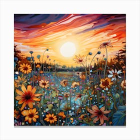 Sunset In The Meadow Canvas Print